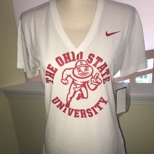 NEW Nike Dri-Fit OSU Buckeyes short sleeved V-neck shirt